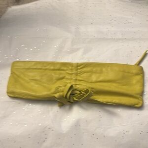 Vintagee DKNY Chartreuse Leather Zippered Clutch